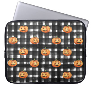 Housse Pour Ordinateur Portable Citrouilles d'Halloween : À damiers charme.