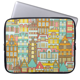 Housse Pour Ordinateur Portable City Panorama Croquis : Maisons Simples.