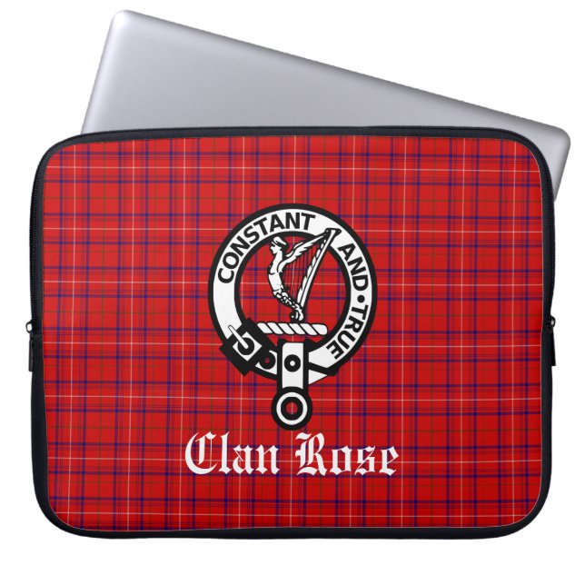 Housse Pour Ordinateur Portable Clan Rose Crest Badge & Tartan (Devant)