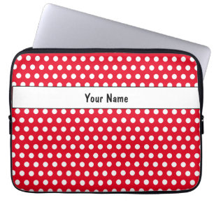 Housse Pour Ordinateur Portable Classic Retro Polka Dot Rouge et Blanc Nom