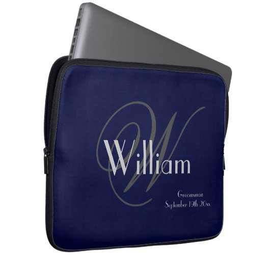 Housse Pour Ordinateur Portable Classique moderne Nom personnalisé + Monogramme Ma (Devant droit)