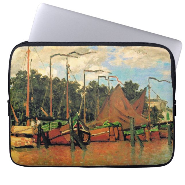 Housse Pour Ordinateur Portable Claude Monet, Bateaux à Zaandam, (Devant)