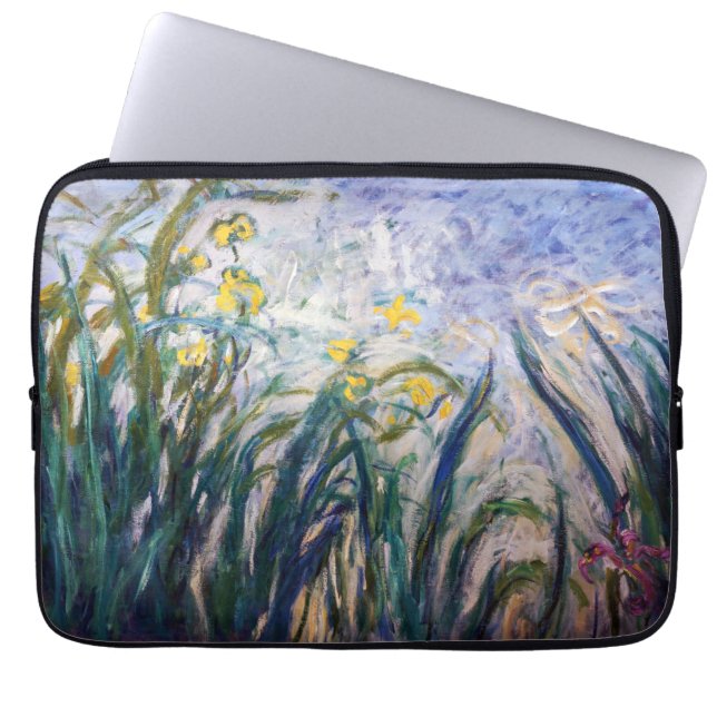 Housse Pour Ordinateur Portable Claude Monet - Iris jaunes et violets (Devant)