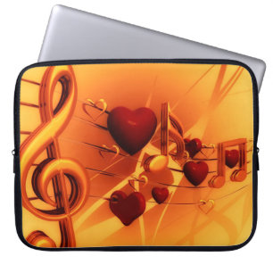 Housse Pour Ordinateur Portable Clef notes amour musique coeur