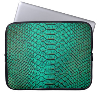 Housse Pour Ordinateur Portable Closeup de peau de serpent de luxe vert