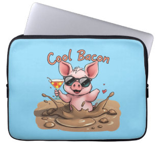 Housse Pour Ordinateur Portable Cochonnet "Cool Bacon" en Lunettes de Soleil