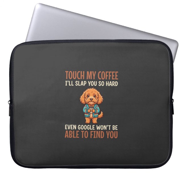 Housse Pour Ordinateur Portable Cockapoo Amoureux de Café Drôle (Devant)