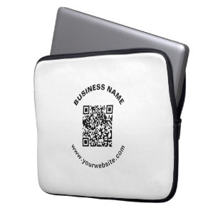 Housse Pour Ordinateur Portable Code QR avec nom d'entreprise Texte circulaire gra