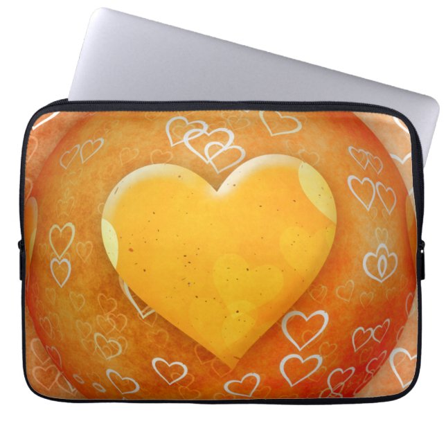 Housse Pour Ordinateur Portable Coeur jaune (Devant)