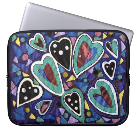 Housse Pour Ordinateur Portable Coeurs bleus (Devant)