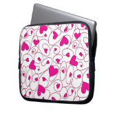Housse Pour Ordinateur Portable Coeurs bouclés rose et blanc (devant gauche)