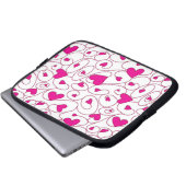 Housse Pour Ordinateur Portable Coeurs bouclés rose et blanc (Devant bas)