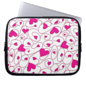 Housse Pour Ordinateur Portable Coeurs bouclés rose et blanc (Devant)