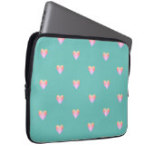 Housse Pour Ordinateur Portable Coeurs Motif rose simple Turquoise (Devant droit)