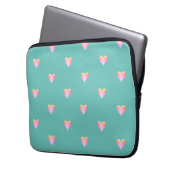 Housse Pour Ordinateur Portable Coeurs Motif rose simple Turquoise (devant gauche)