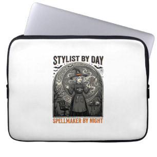 Housse Pour Ordinateur Portable Coiffeur Halloween Sorcière Salon Vintage Magie De