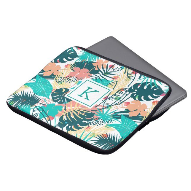 Housse Pour Ordinateur Portable Collage de feuilles tropicaux luxuriants (Devant haut)