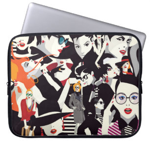 Housse Pour Ordinateur Portable Collage de filles à la mode : pop art