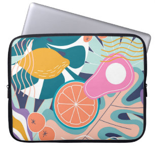 Housse Pour Ordinateur Portable Collage de jungle exotique et moderne.