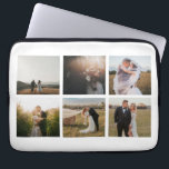 Housse Pour Ordinateur Portable Collage photo simple moderne<br><div class="desc">Manche portable moderne avec un design blanc simple et minimal avec un collage photo de six de vos photos mariages préférées. Cet élégant ordinateur portable est parfait pour une mariée mariée.</div>
