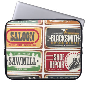 Housse Pour Ordinateur Portable Collection d'affiches de magasin vintage. Boutique