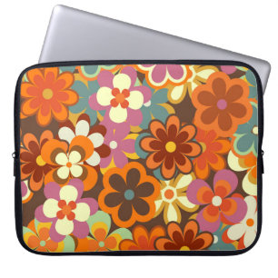 Housse Pour Ordinateur Portable Coloré Floral vintage Motif sans couture. Rétro 70
