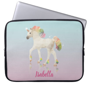 Housse Pour Ordinateur Portable Colorful Rainbow Unicorn Poly Nom