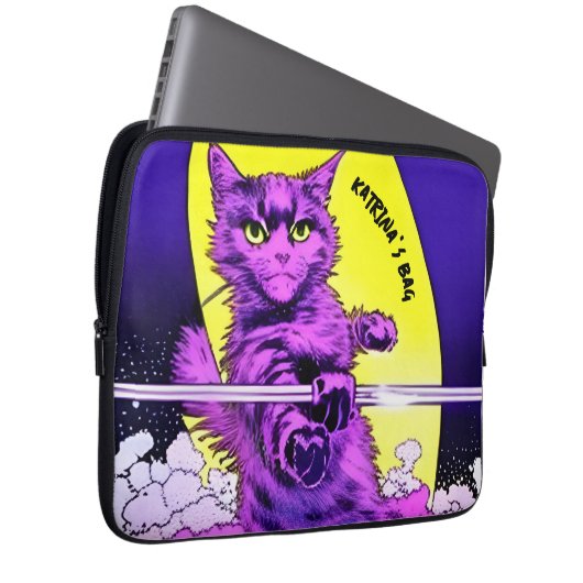 Housse Pour Ordinateur Portable Commando Chat. Modifiable (Devant droit)