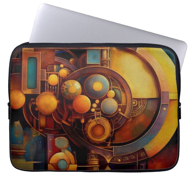 Housse Pour Ordinateur Portable Composition d'Orbe Mécanique Steampunk (Devant)