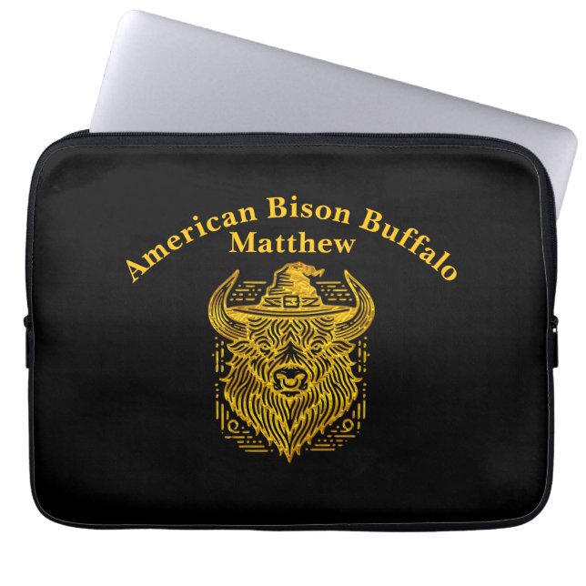Housse Pour Ordinateur Portable Conception complexe d'un bison avec un Casquette (Devant)
