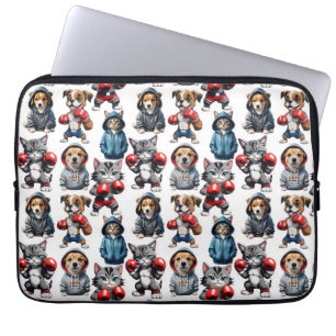 Housse Pour Ordinateur Portable Conception de chats et de chiens de dessin animé
