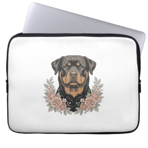 Housse Pour Ordinateur Portable Conception de chemise de portrait floral Rottweile