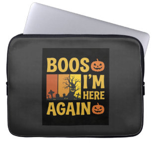 Housse Pour Ordinateur Portable Conception de cimetière rétro de Halloween Boos je