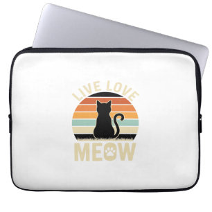 Housse Pour Ordinateur Portable Conception de coucher de soleil de chat vintage Li