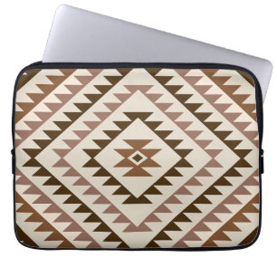 Housse Pour Ordinateur Portable Conception de motif diamant aztèque Brun+Crème