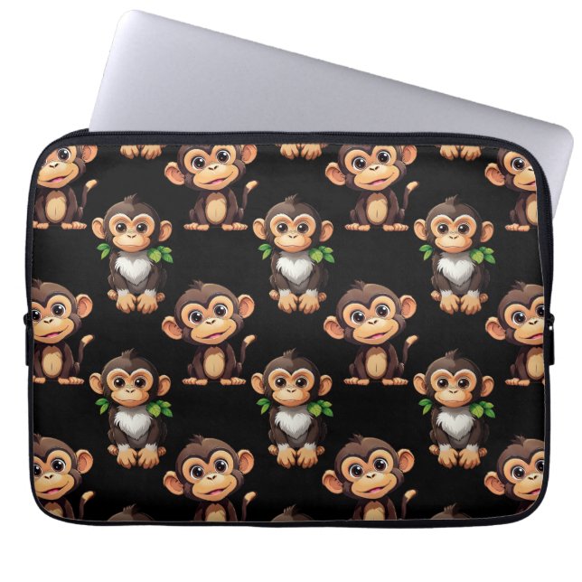 Housse Pour Ordinateur Portable Conception de motif singe noir  (Devant)