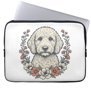 Housse Pour Ordinateur Portable Conception de T-Shirt de portrait de chien bouclé