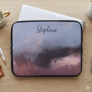 Housse Pour Ordinateur Portable Conception de watercolor abstraite Navy Blush Luna