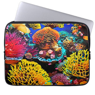 Housse Pour Ordinateur Portable Conception dynamique du jardin de corail tropical