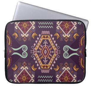 Housse Pour Ordinateur Portable Conception géométrique ethnique colorée et transpa