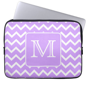 Housse Pour Ordinateur Portable Conception pourpre et blanche de Chevron.