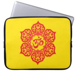 Housse Pour Ordinateur Portable Conception, rouge et jaune floraux d'Aum