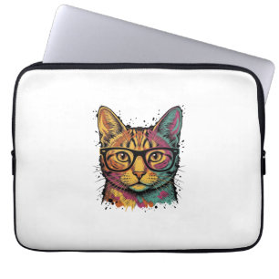 Housse Pour Ordinateur Portable Conception vectorielle de chat gravé vintage avec