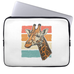 Housse Pour Ordinateur Portable Conception vectorielle de tête de girafe rétro vin