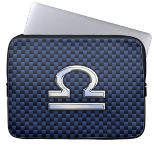 Housse Pour Ordinateur Portable Connexion Libra Zodiac à la Navy en fibre de carbo