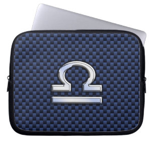 Housse Pour Ordinateur Portable Connexion Libra Zodiac à la Navy en fibre de carbo