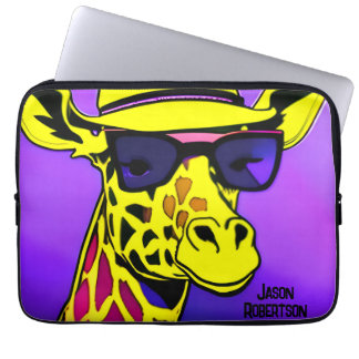 Housse Pour Ordinateur Portable Cool Dude Giraffe en lunettes de soleil. Modifiabl