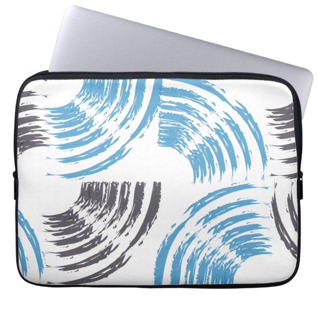 Housse Pour Ordinateur Portable Cool, moderne, bleu abstrait tendance (Devant)