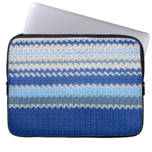 Housse Pour Ordinateur Portable Coque de tablette - Bleu rayures en Crochet