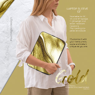 Housse Pour Ordinateur Portable Coque d'ordinateur portable Gold Glittered